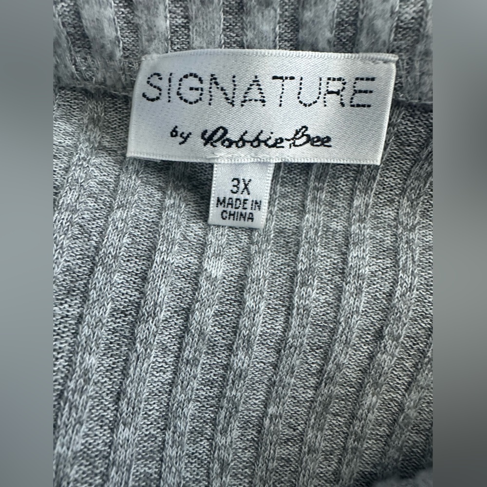 Robbie Bee Ribbed Cowl Neck Sweater Dress – Light Gray | 3X - Picture 3 of 3